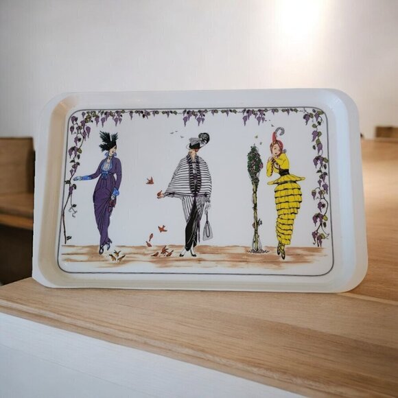 Vintage Villeroy & Boch Art Deco Women Serving Tray - 1900 Design Made in Italy